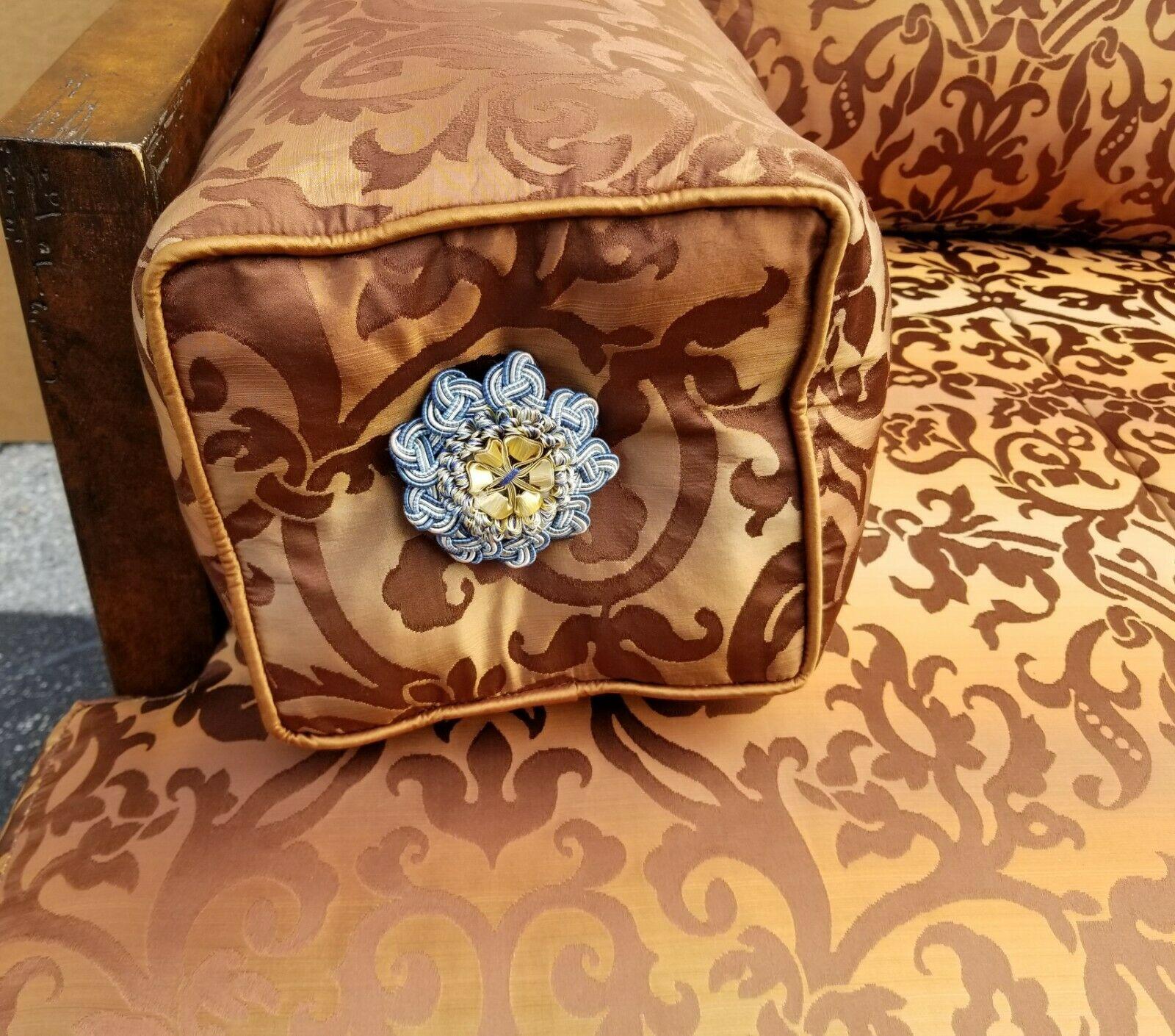 Late 20th Century Asian Chinoiserie Brocade Sofa with Ottoman by Marge Carson