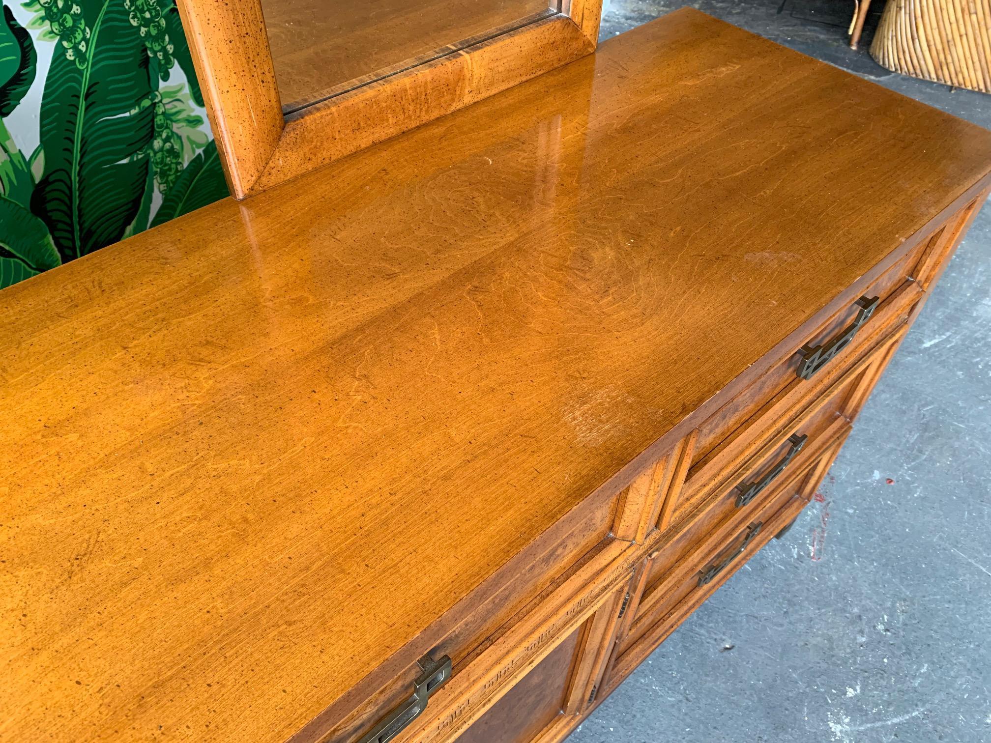 American Asian Chinoiserie Burl Dresser 