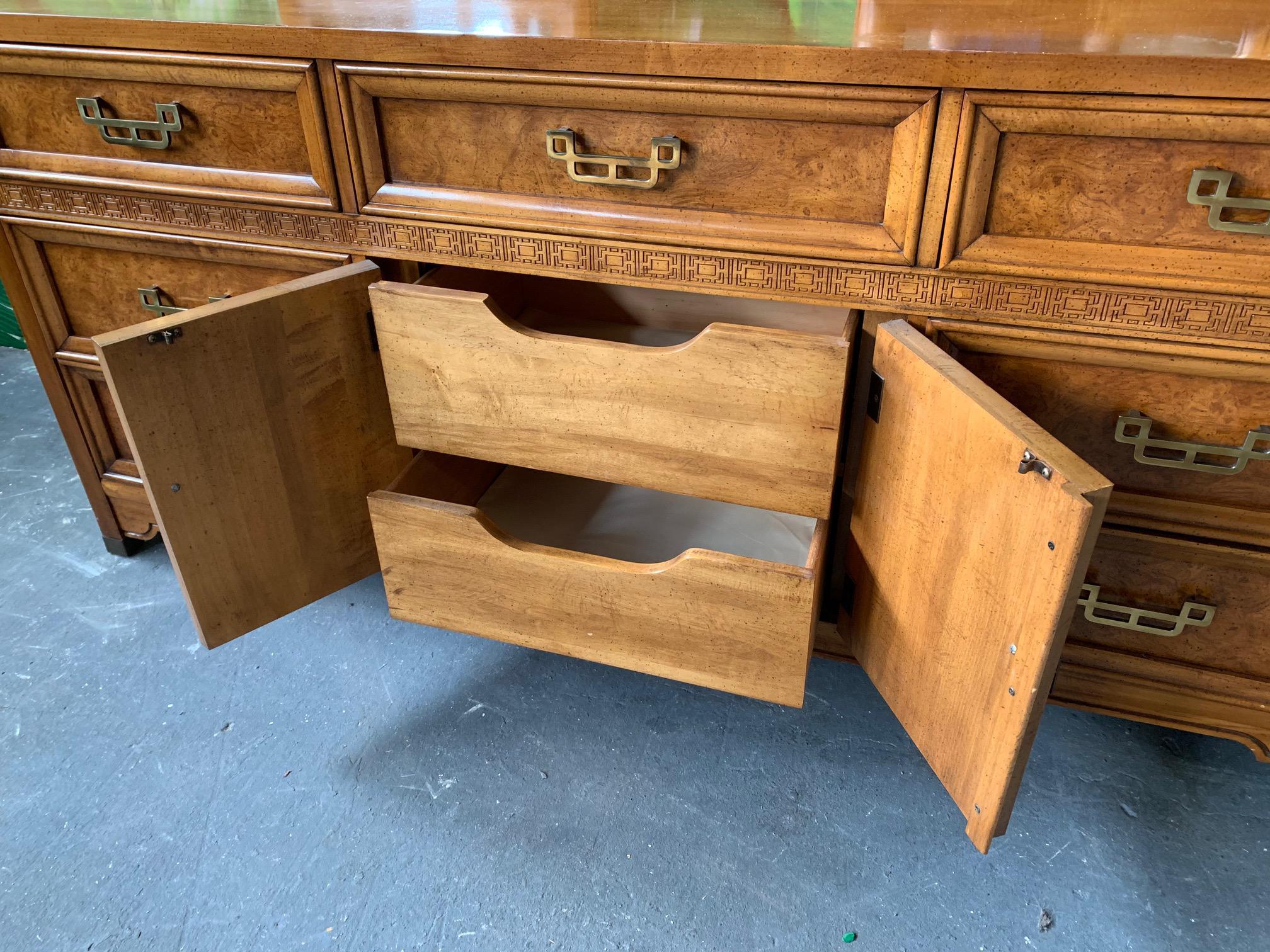 North American Asian Chinoiserie Burl Dresser 