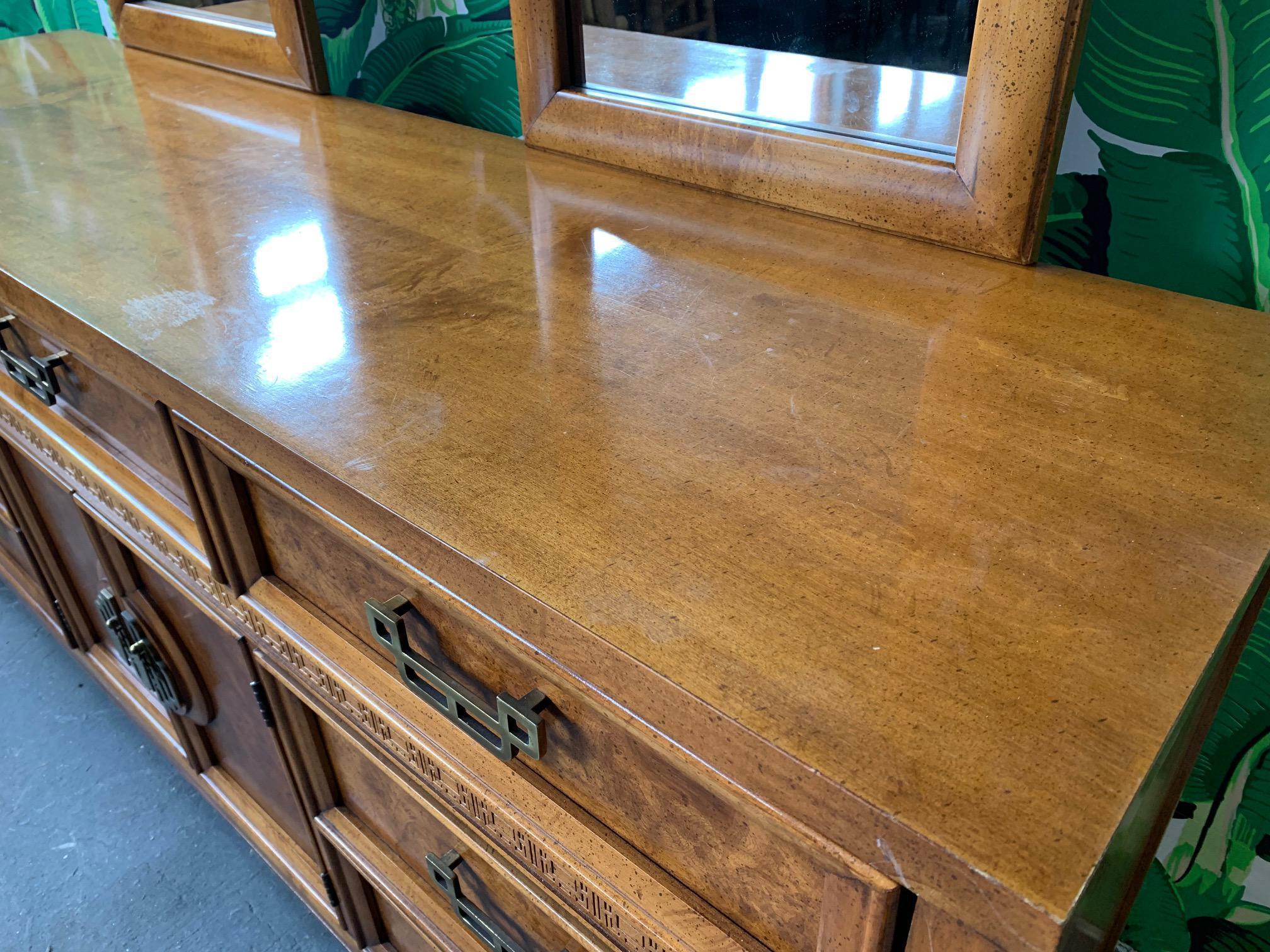 Late 20th Century Asian Chinoiserie Burl Dresser 