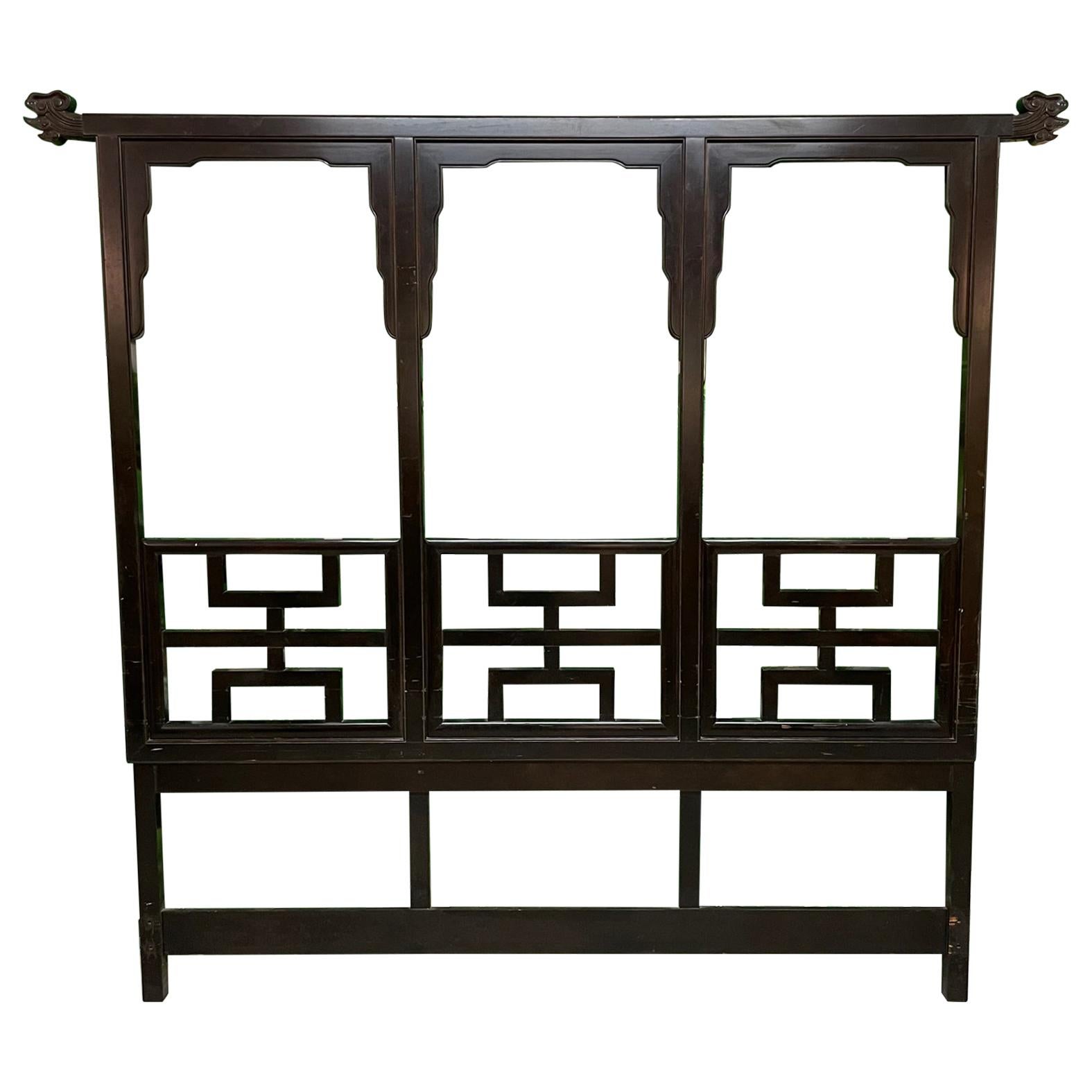 Asian Chinoiserie Carved King Size Headboard