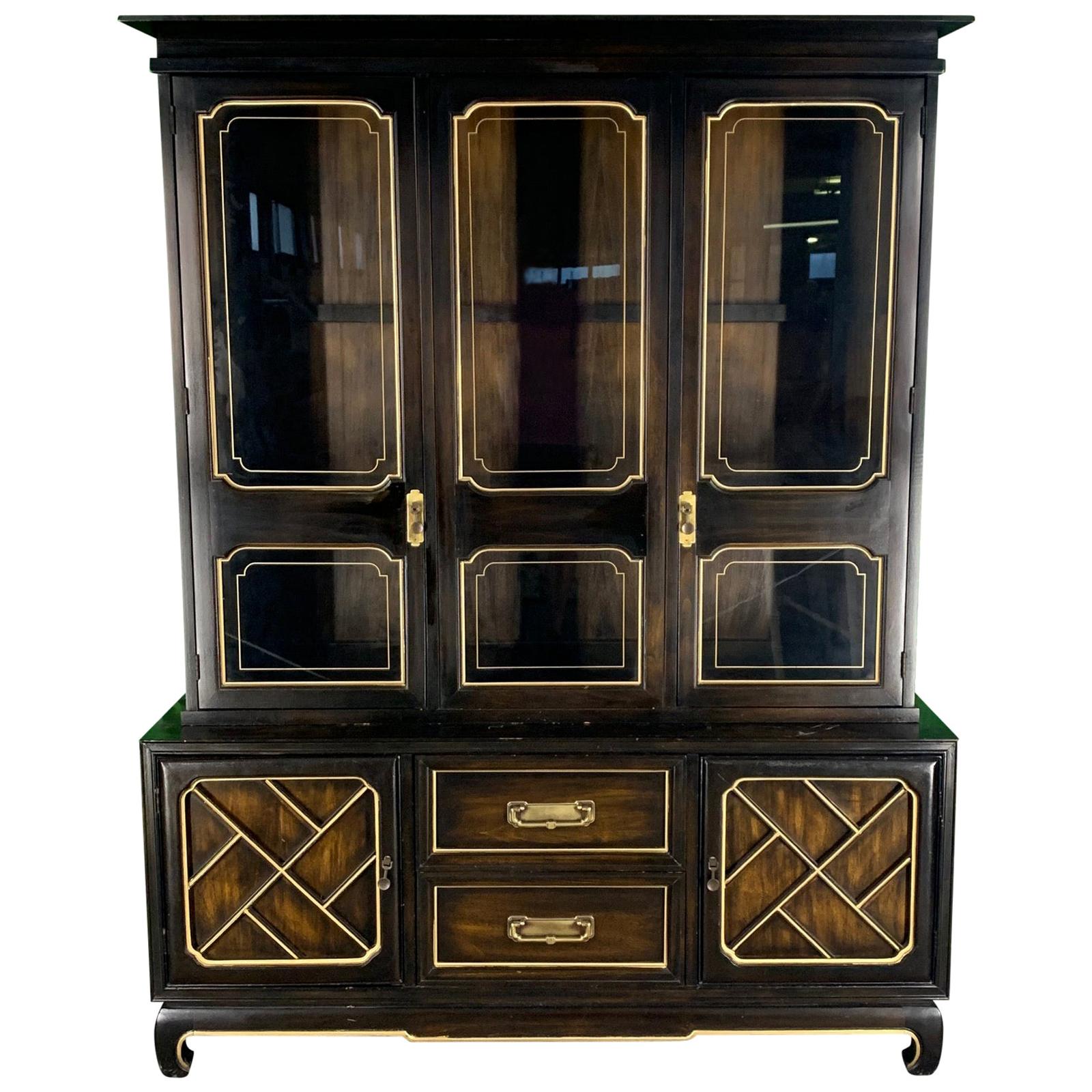 Asian Chinoiserie China Cabinet by American of Martinsville
