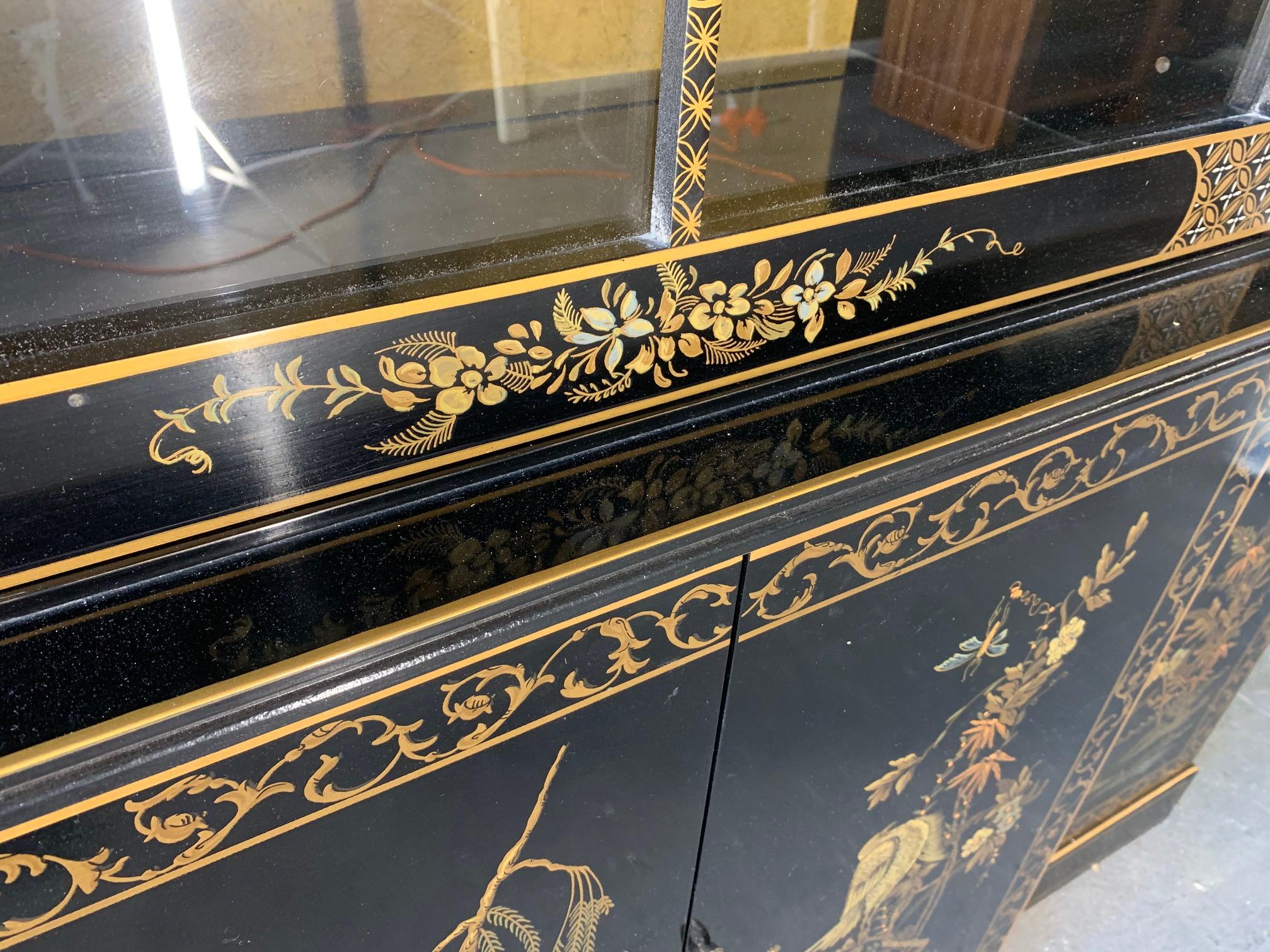 Asian Chinoiserie China Cabinet by Drexel 1