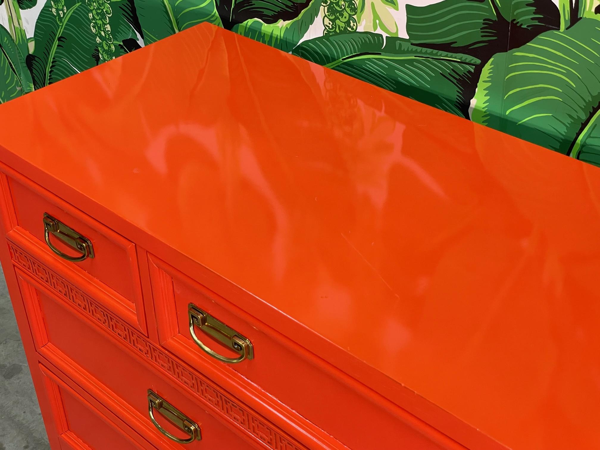 Asian Chinoiserie Dresser in Hermes Orange Lacquer 3