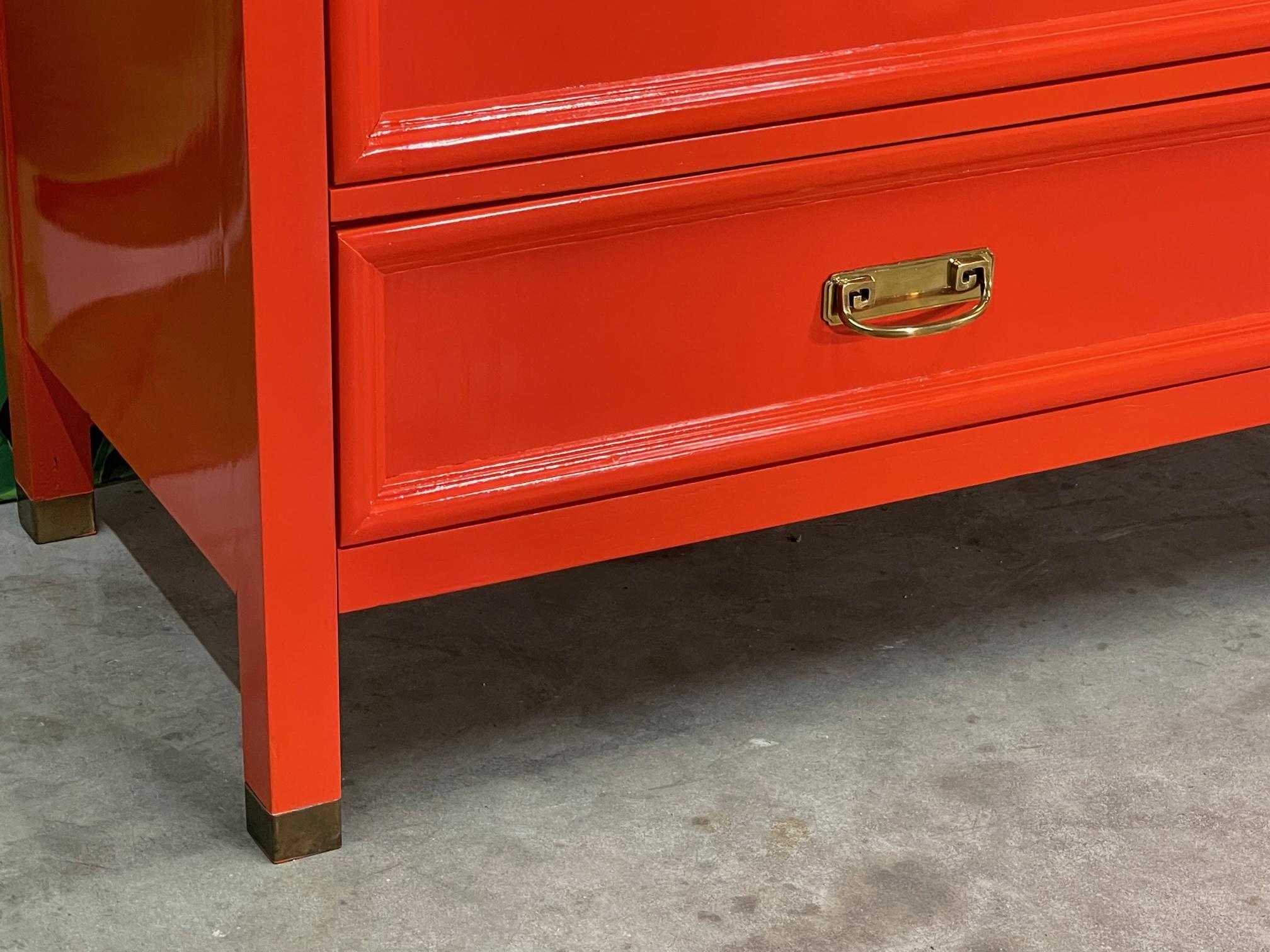 20th Century Asian Chinoiserie Dresser in Hermes Orange Lacquer