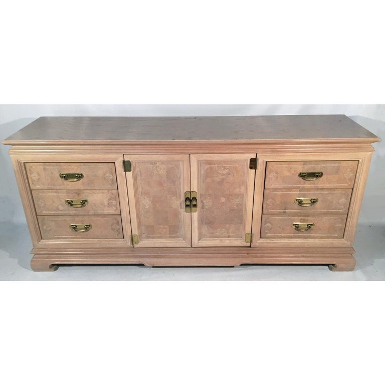 Asian Chinoiserie Light Burl Wood 9 Drawer Dresser At 1stdibs