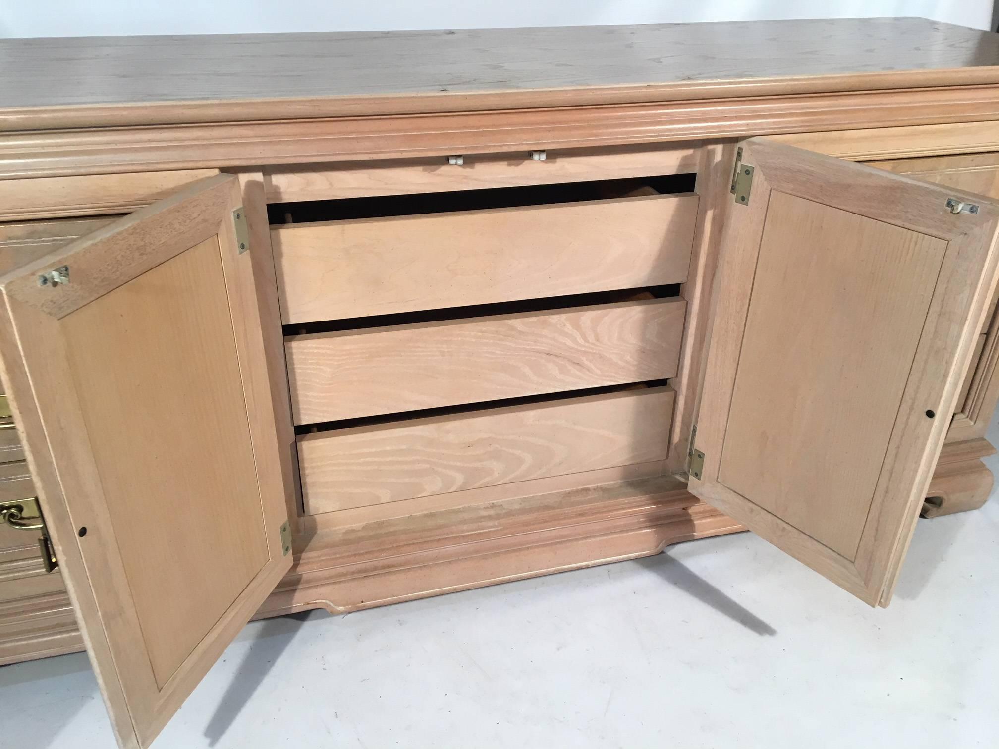 20th Century Asian Chinoiserie Light Burl Wood Nine-Drawer Dresser For Sale