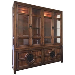 Asian Chinoiserie Lighted Cabinet by Century