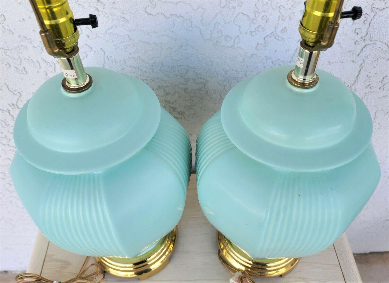Asiatische Chinoiserie Ming-Tischlampen aus Ingwerglas und Messing im Angebot 2