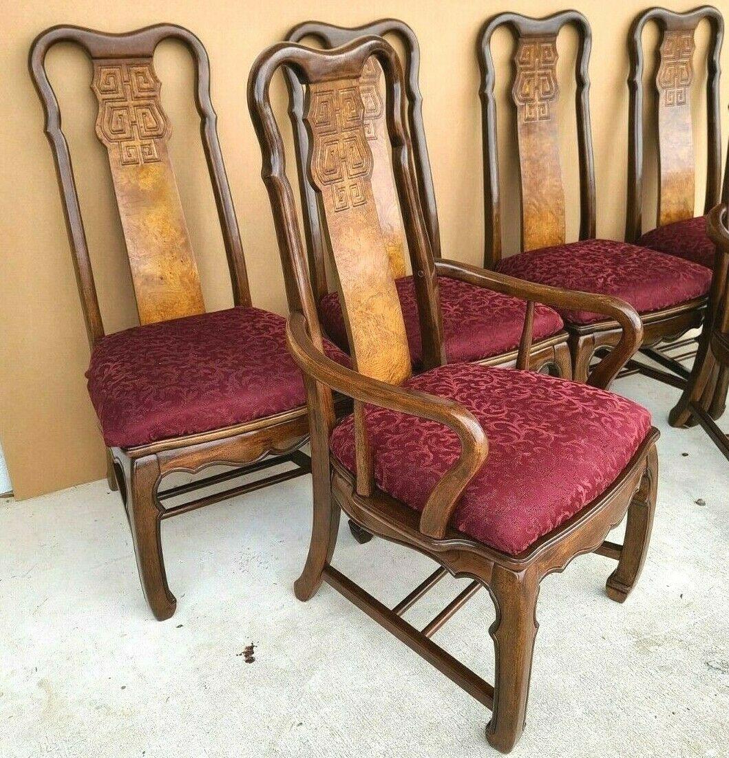 Asian Chinoiserie Ming Solid Mahogany Dining Chairs by Universal -Set of 6 In Good Condition In Lake Worth, FL