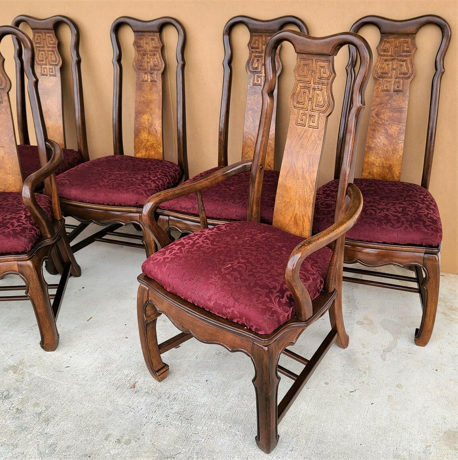 Late 20th Century Asian Chinoiserie Ming Solid Mahogany Dining Chairs by Universal -Set of 6