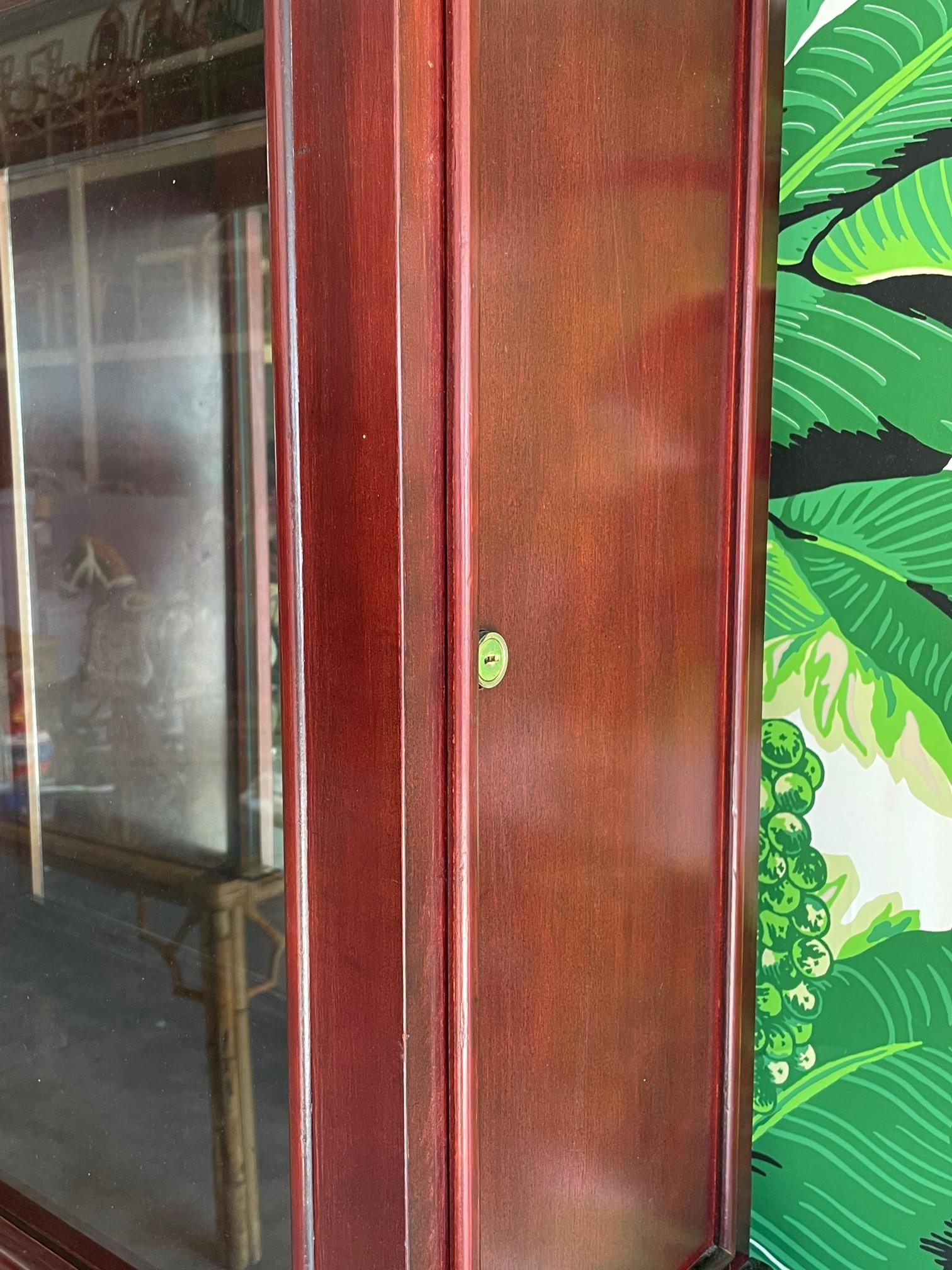 Rosewood Asian Chinoiserie Pagoda Display Cabinet For Sale