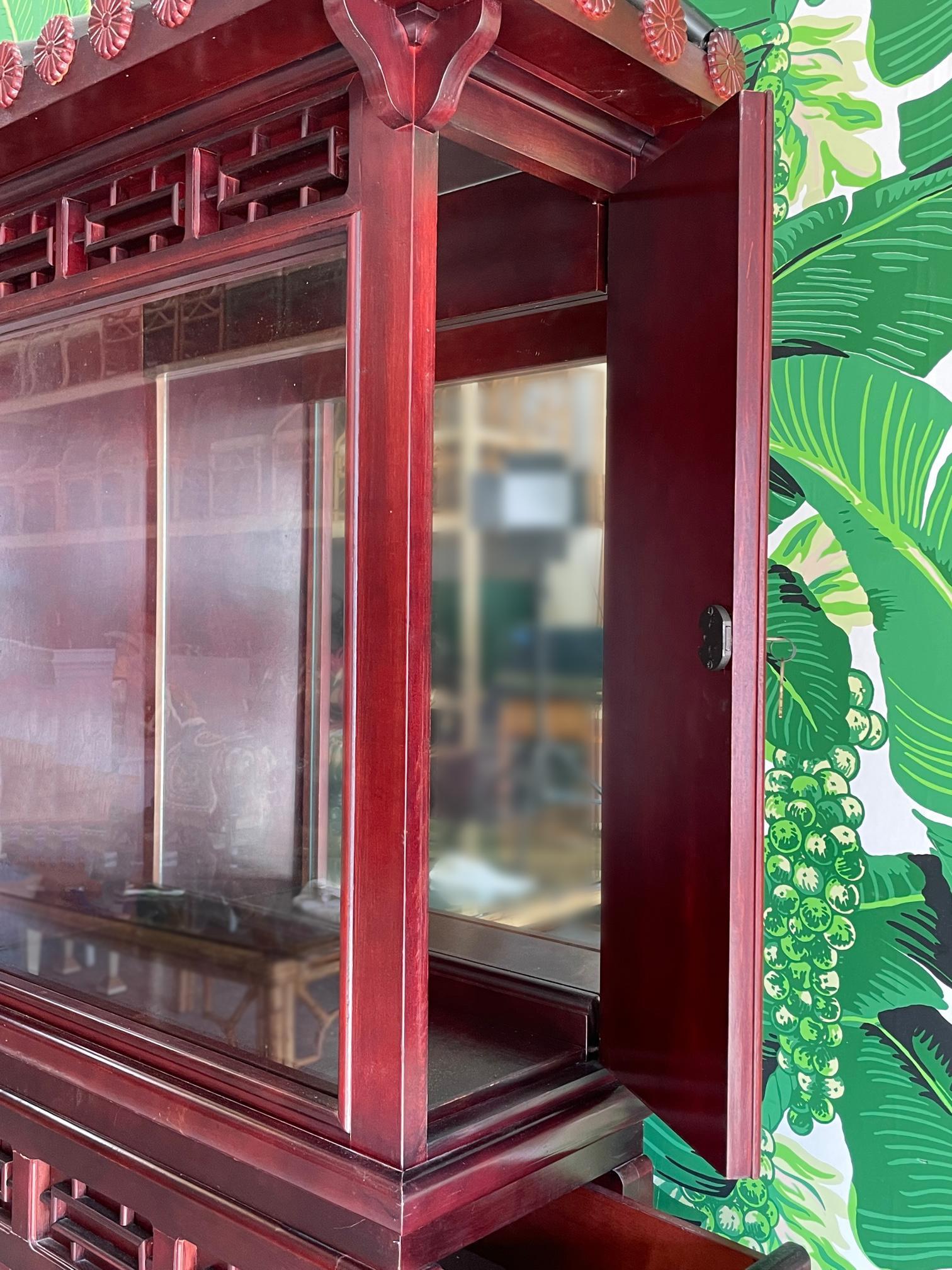 Asian Chinoiserie Pagoda Display Cabinet For Sale 1