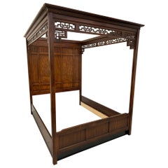 Retro Asian Chinoiserie Queen Size Opium Canopy Bed by Bernhardt