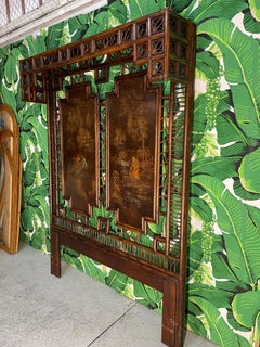 Asian Chinoiserie Rattan Canopy Queen Size Headboard by Henredon