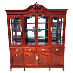 Asian chinoiserie Solid Rosewood China Cabinet, 1970s