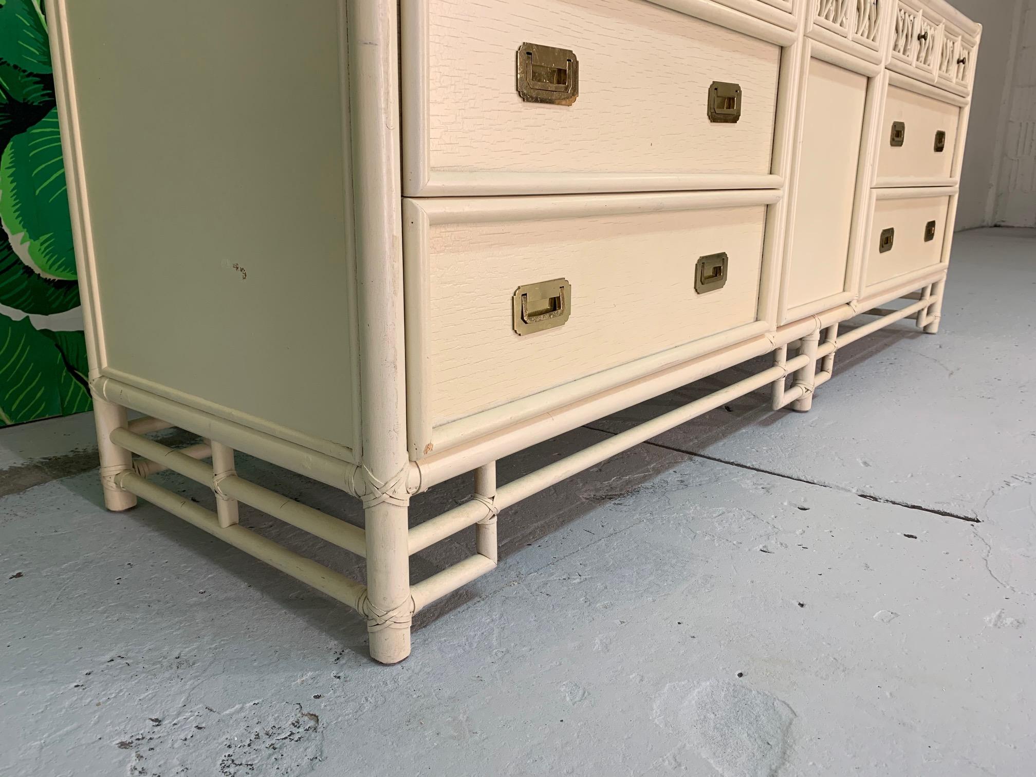 Asian Chinoiserie Style Bamboo Dresser In Good Condition In Jacksonville, FL
