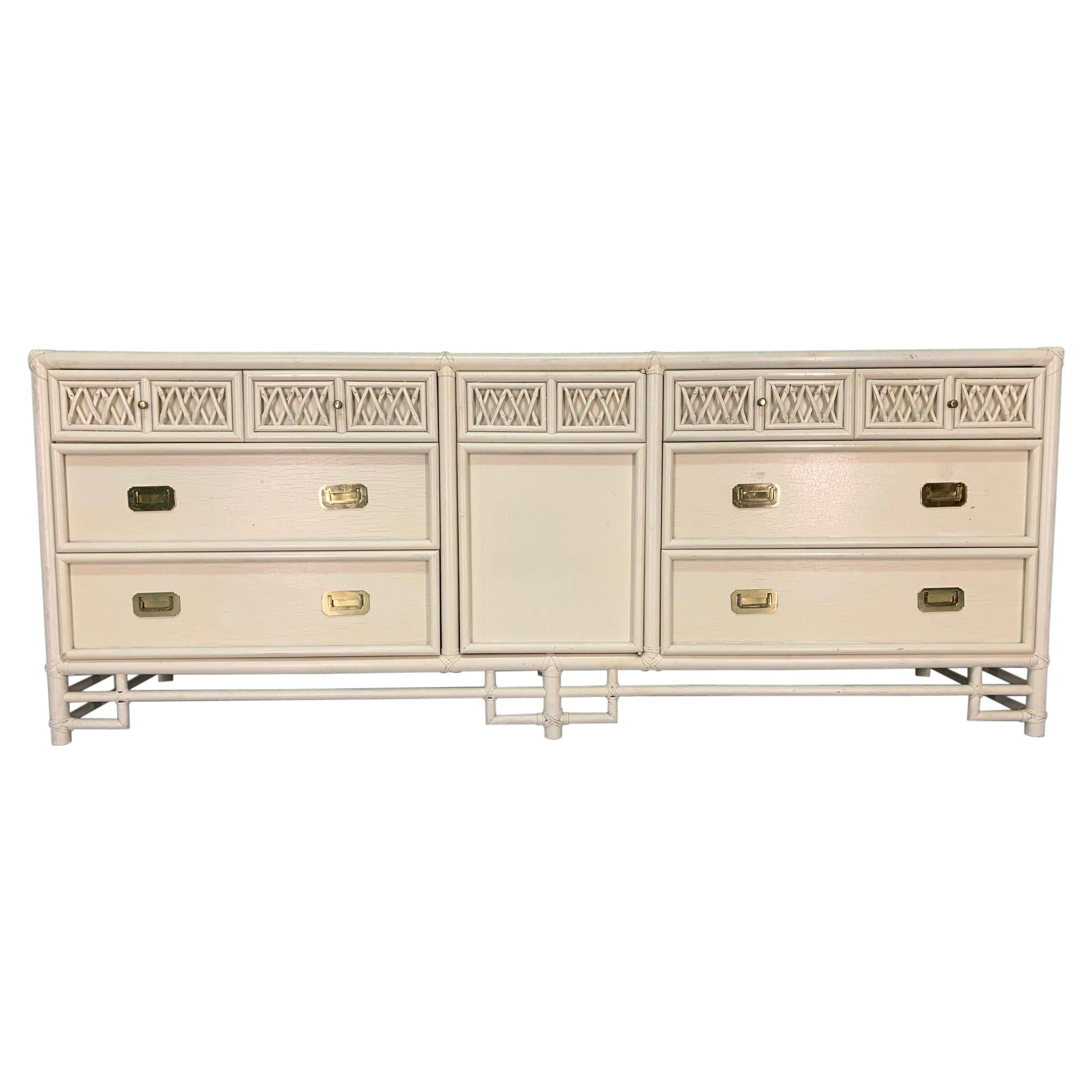 Asian Chinoiserie Style Bamboo Dresser
