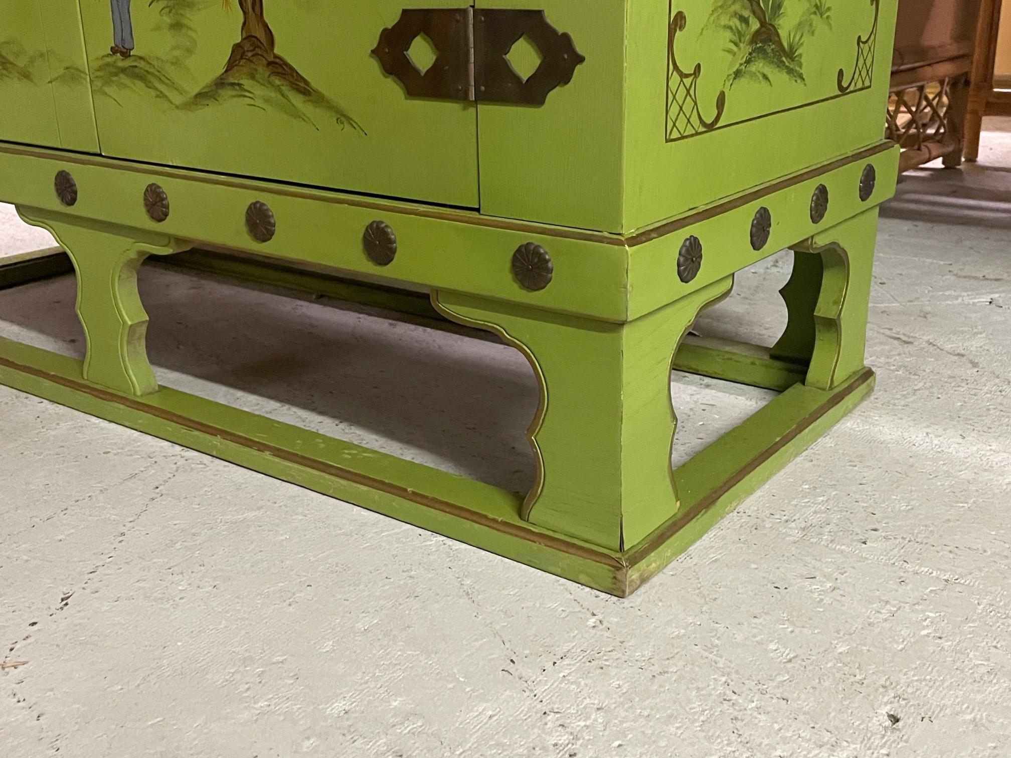 Asian Chinoiserie Style Bar Cabinet 1