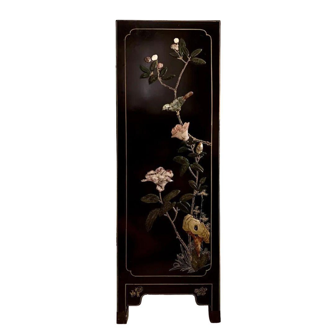 Asian Chinoiserie Style Cabinet With Semi-Precious Stone Inlay For Sale 2