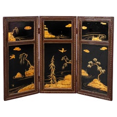 Asian Chinoiserie Style Gilt Lacquer Screen