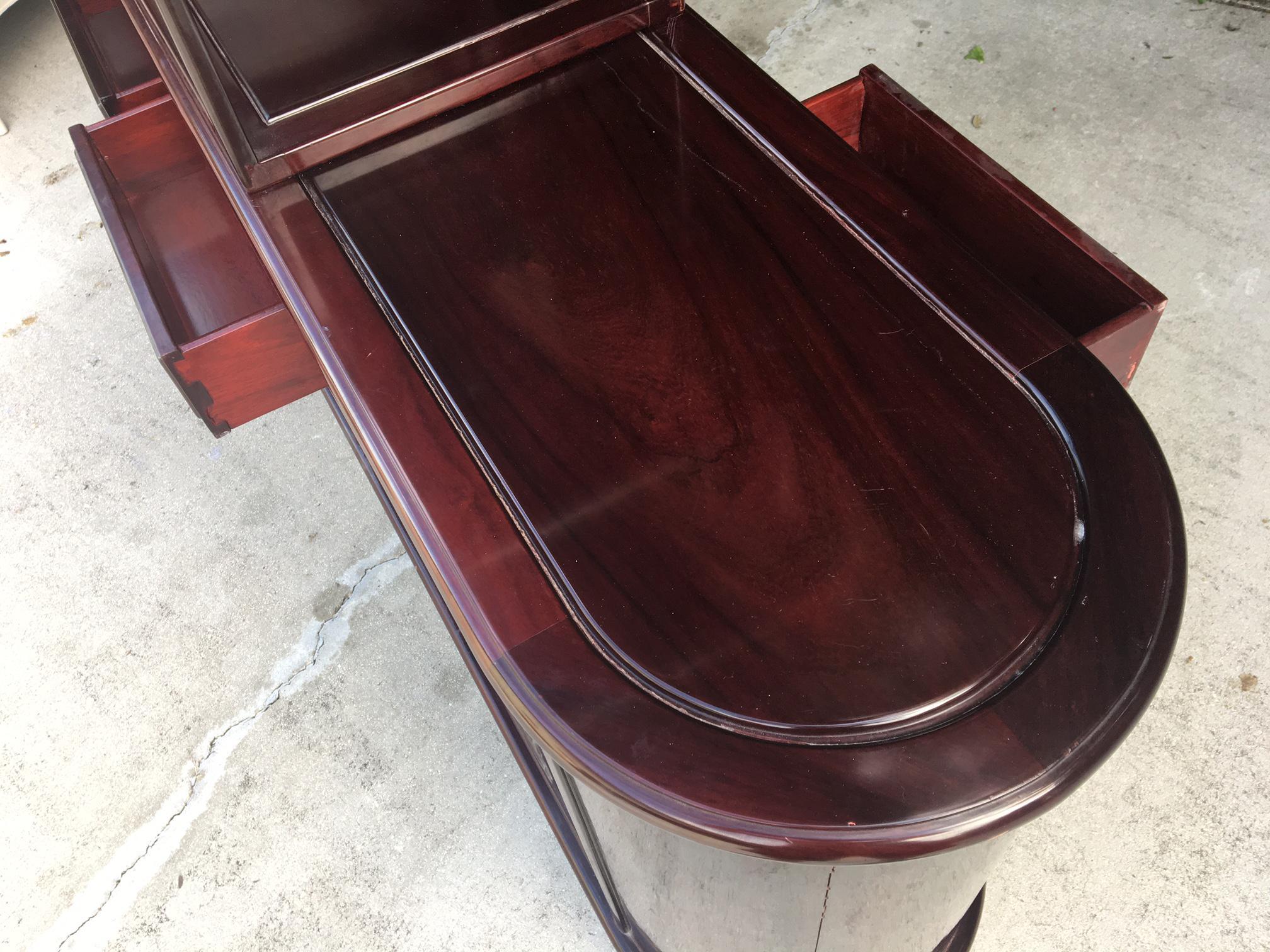 Asian Chinoiserie Two-Sided Redwood China Cabinet In Good Condition In Jacksonville, FL