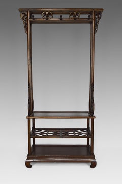 Asian Coat Rack in Carved Wood with Dragons