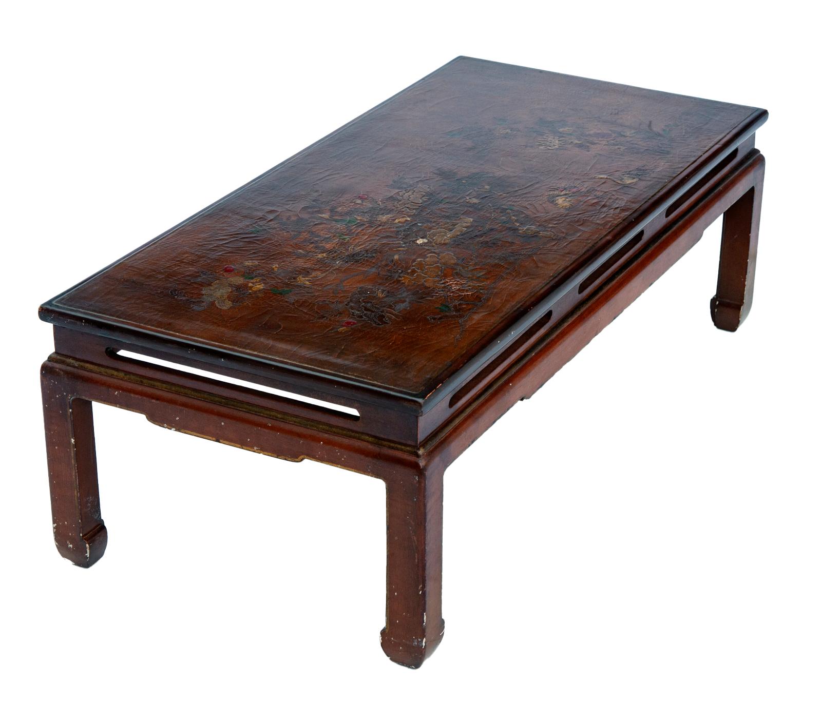 Hand-Crafted Asian Lacquered Small Coffee Table For Sale