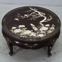 Asian Coffee Table Tray Decorated with Inlaid Rooster, Early 20th Century
