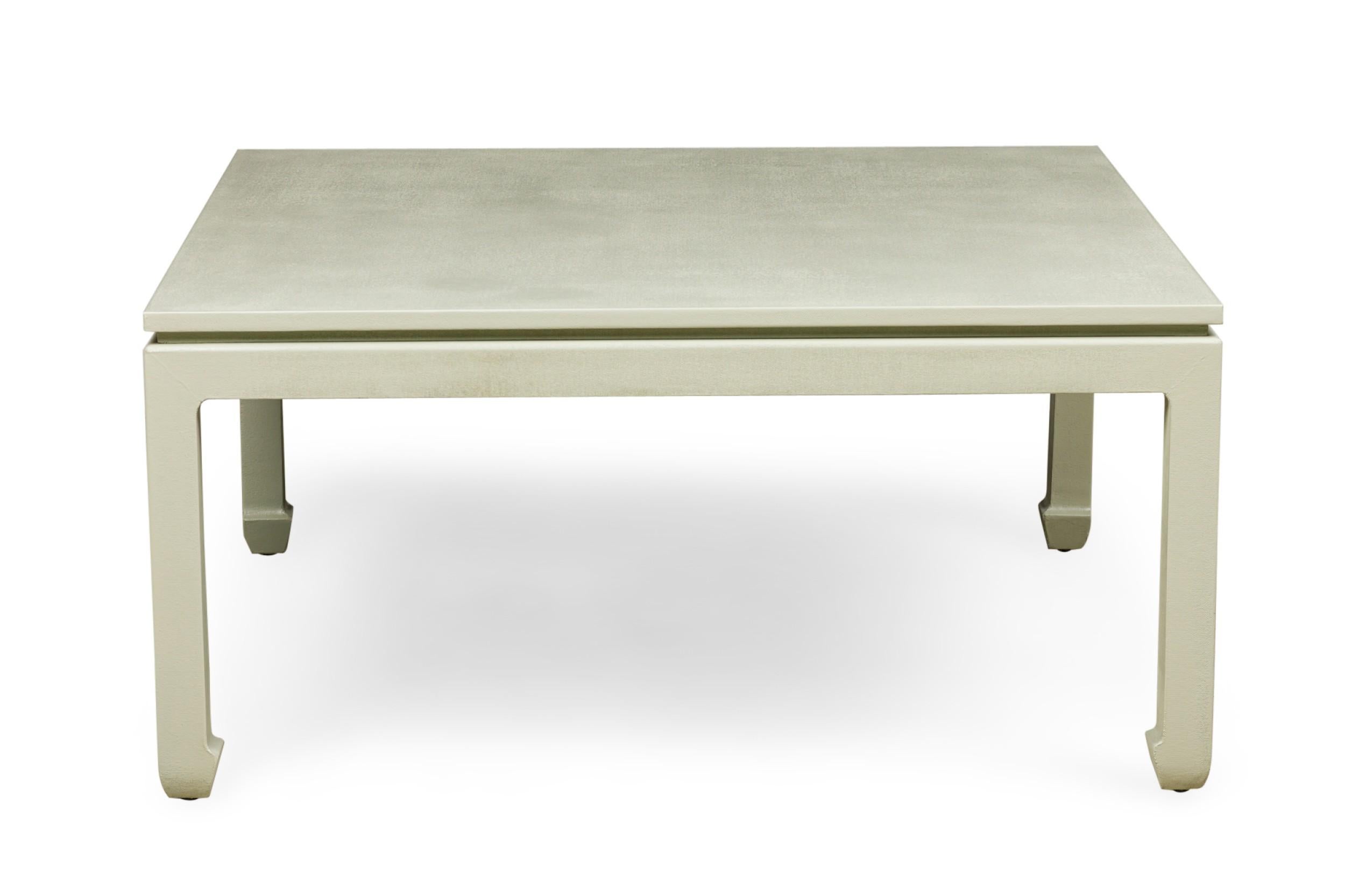 Modern Asian Contemporary Ming Dynasty Style Sage Colored Raffia Wrapped Coffee Table For Sale