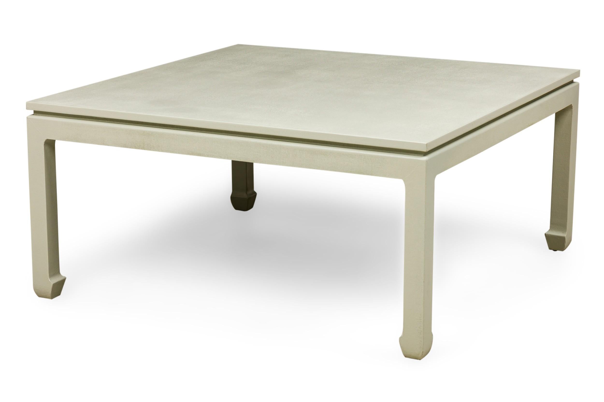 Unknown Asian Contemporary Ming Dynasty Style Sage Colored Raffia Wrapped Coffee Table For Sale