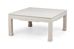 Asian Contemporary Ming Dynasty Style White Raffia Wrapped Coffee Table