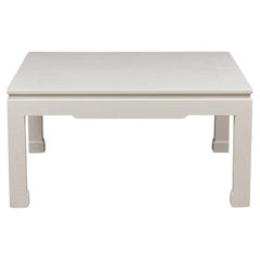 Asian Contemporary Ming Dynasty Style White Raffia Wrapped Coffee Table