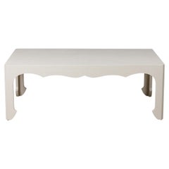 Asian Contemporary Style Light Gray Colored Raffia Wrapped Coffee Table