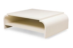 Asian Contemporary Style Off-White Raffia Wrapped Curved Coffee Table