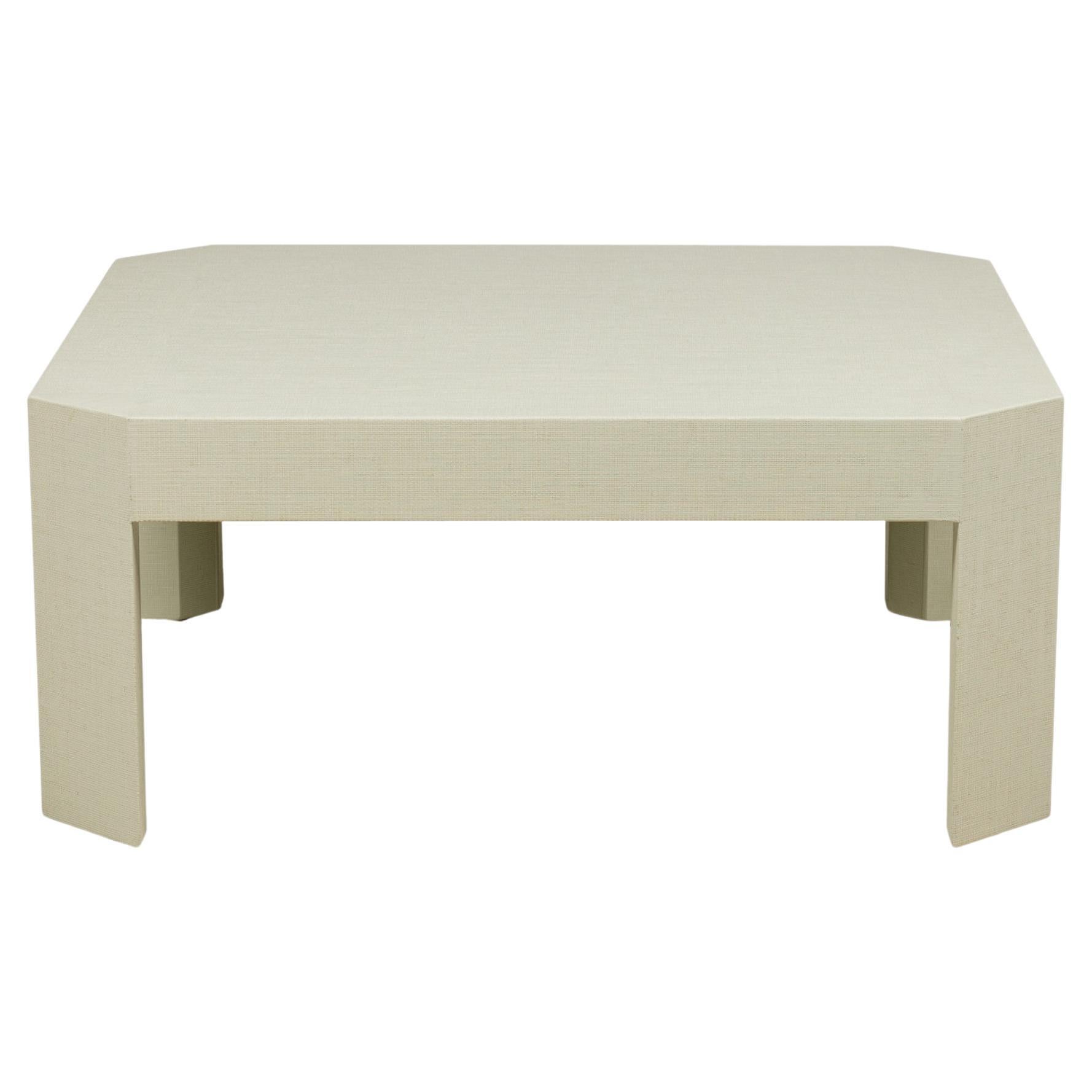 Table basse enveloppée de raphia de couleur Sage, style Asian Contemporary en vente