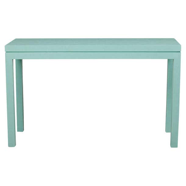 Asian Contemporary Style Turquoise Colored Raffia Wrapped Console Table ...