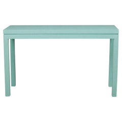 Vintage Asian Contemporary Style Turquoise Colored Raffia Wrapped Console Table