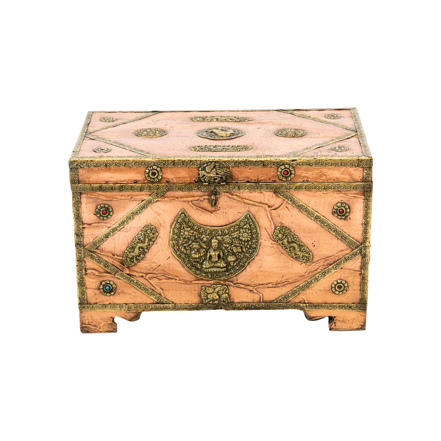 Asian Copper Clad Chest For Sale