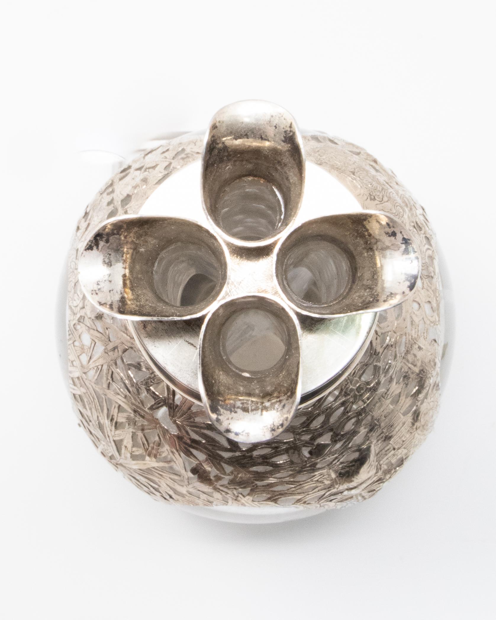 Asian Decanter Silver Over Glass, Late 19th Century For Sale 3