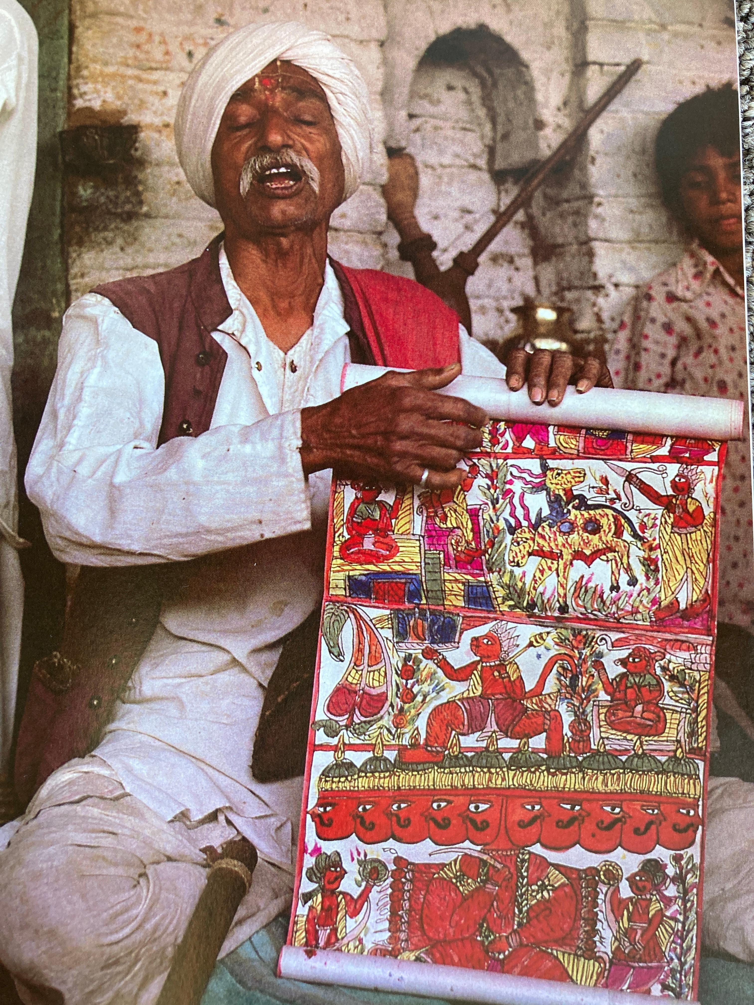 Peinture d'art décoratif asiatique Phad - Procession royale du Rajasthan en vente 8