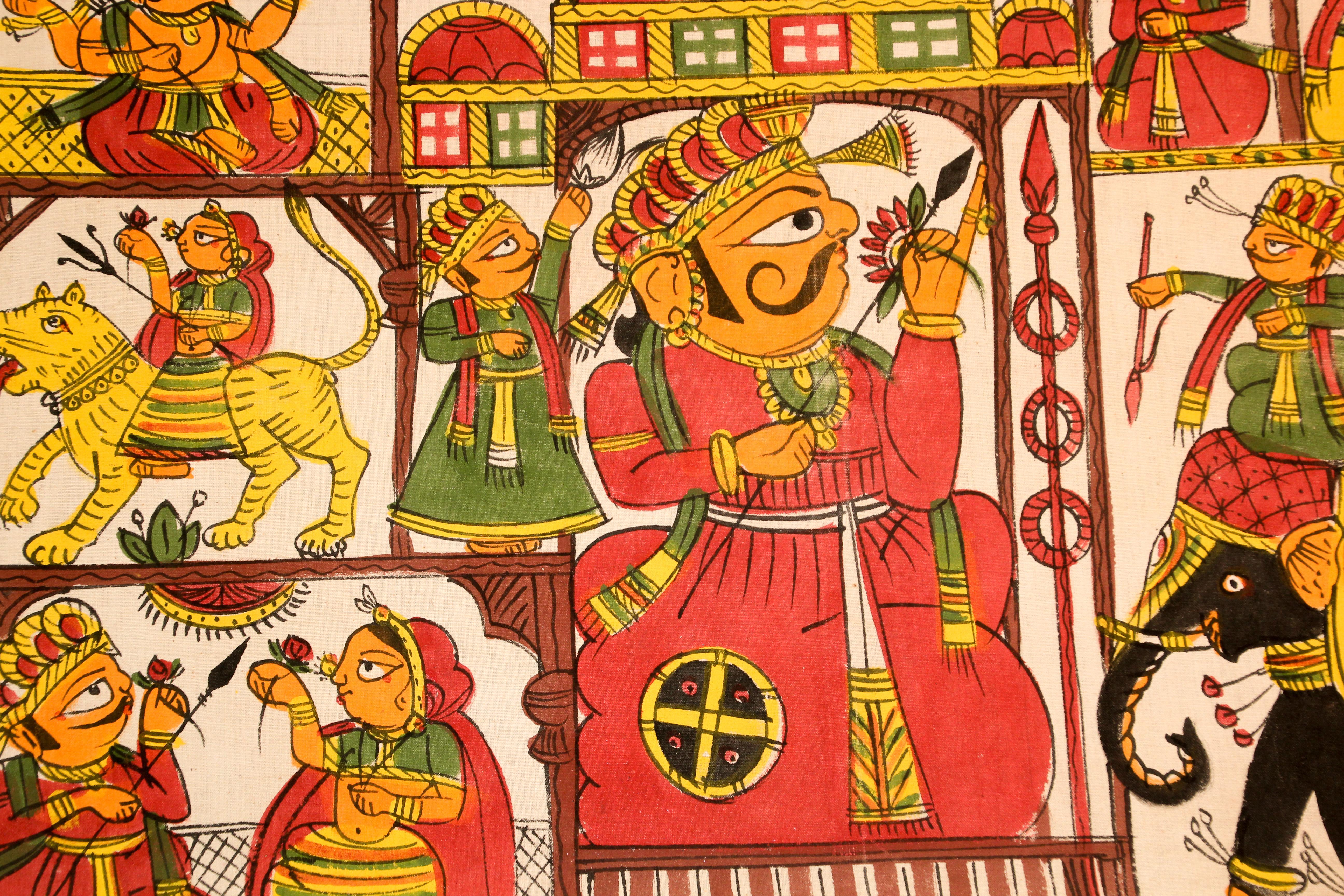 Artisanat Peinture d'art décoratif asiatique Phad - Procession royale du Rajasthan en vente