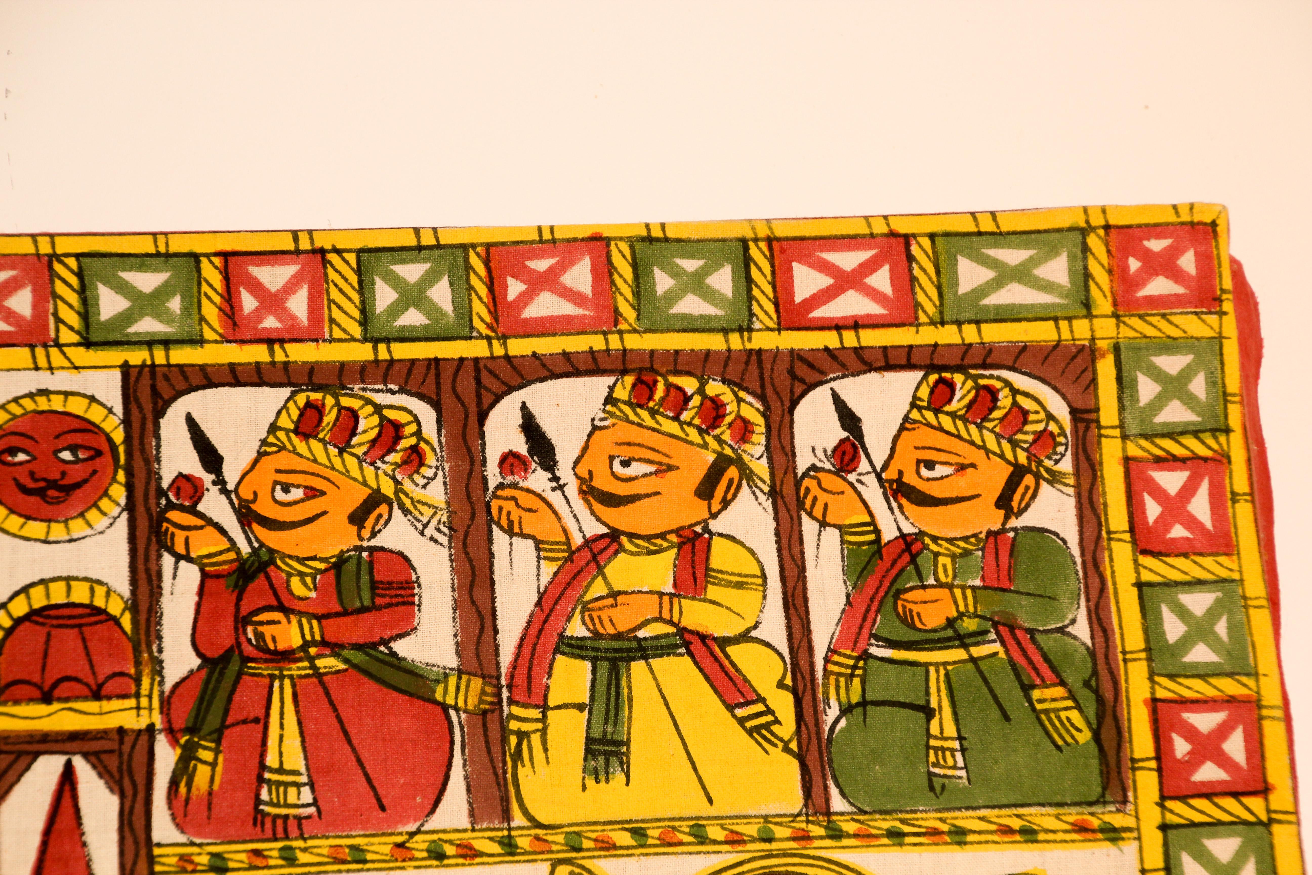 Peinture d'art décoratif asiatique Phad - Procession royale du Rajasthan en vente 1