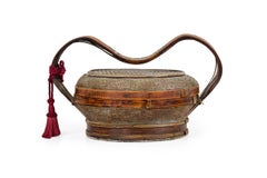Asian Decorative Rice Basket With Handle