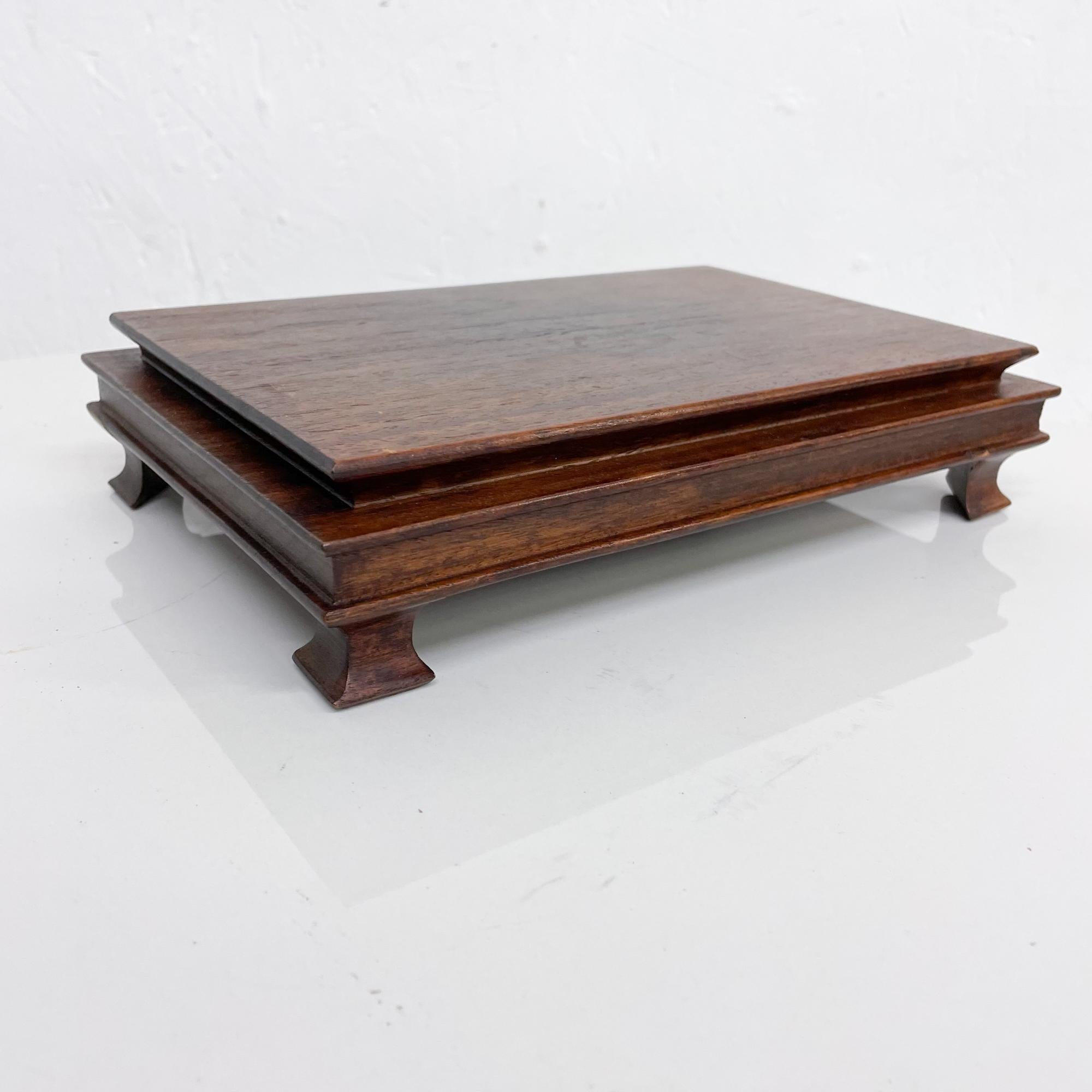 Mid-Century Modern Asian Footed Display Stand in Layered Solid Mahogany Oriental Platform 1960s