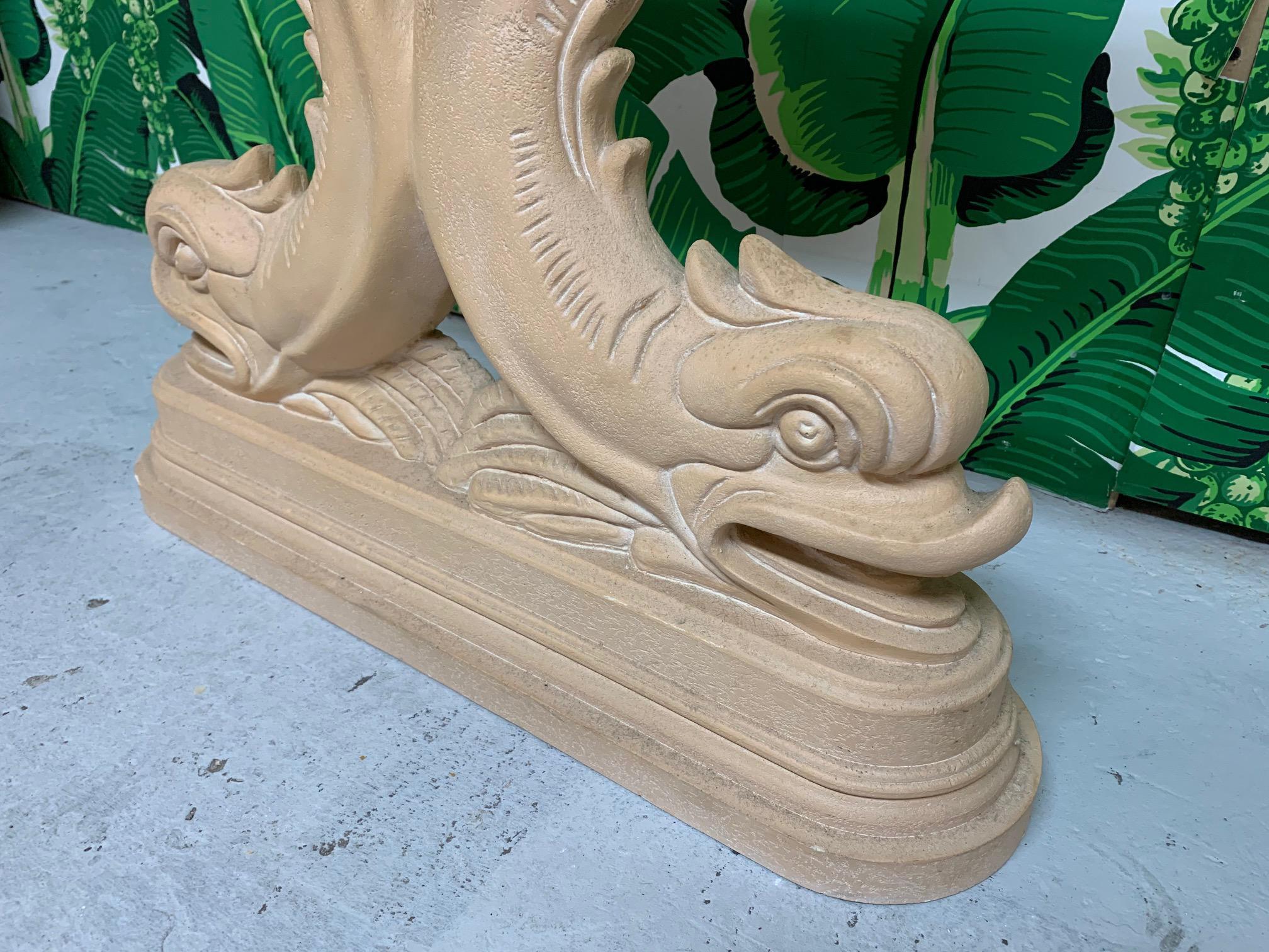 Asian Dolphin Fish Sculptural Console Table In Good Condition For Sale In Jacksonville, FL