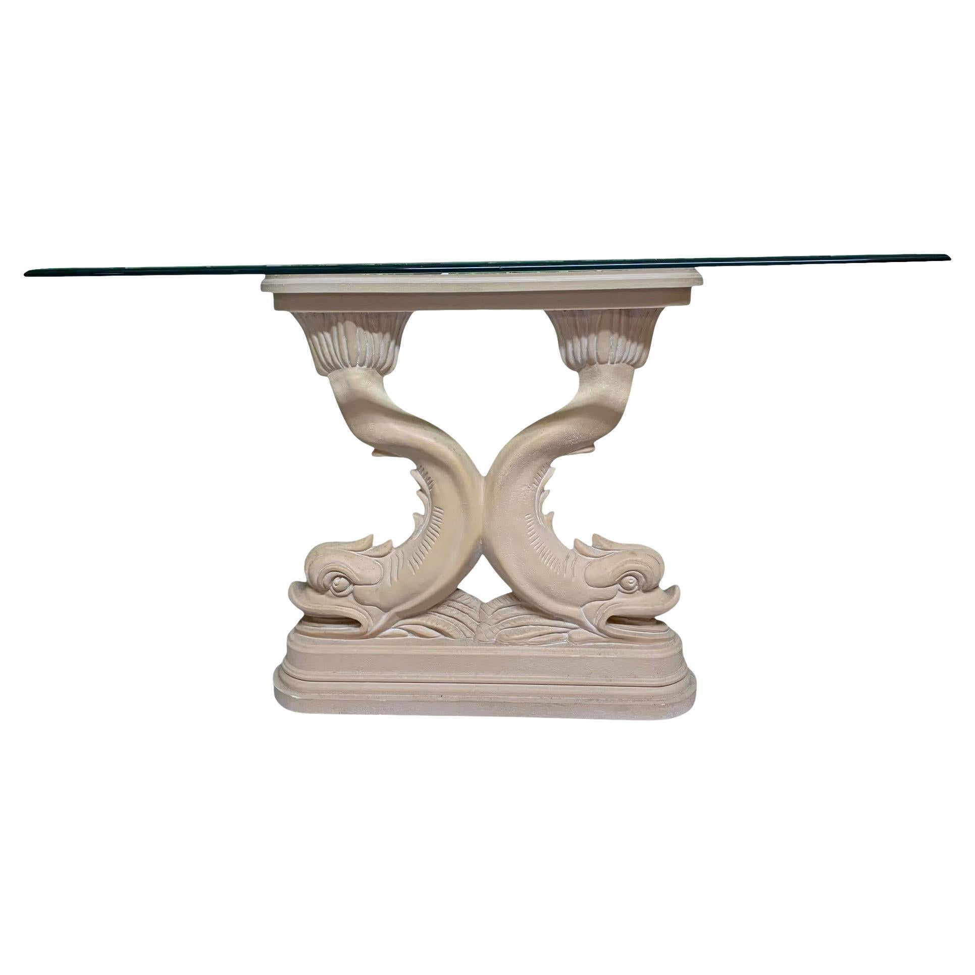 Asian Dolphin Fish Sculptural Console Table For Sale