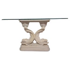 Vintage Asian Dolphin Fish Sculptural Console Table