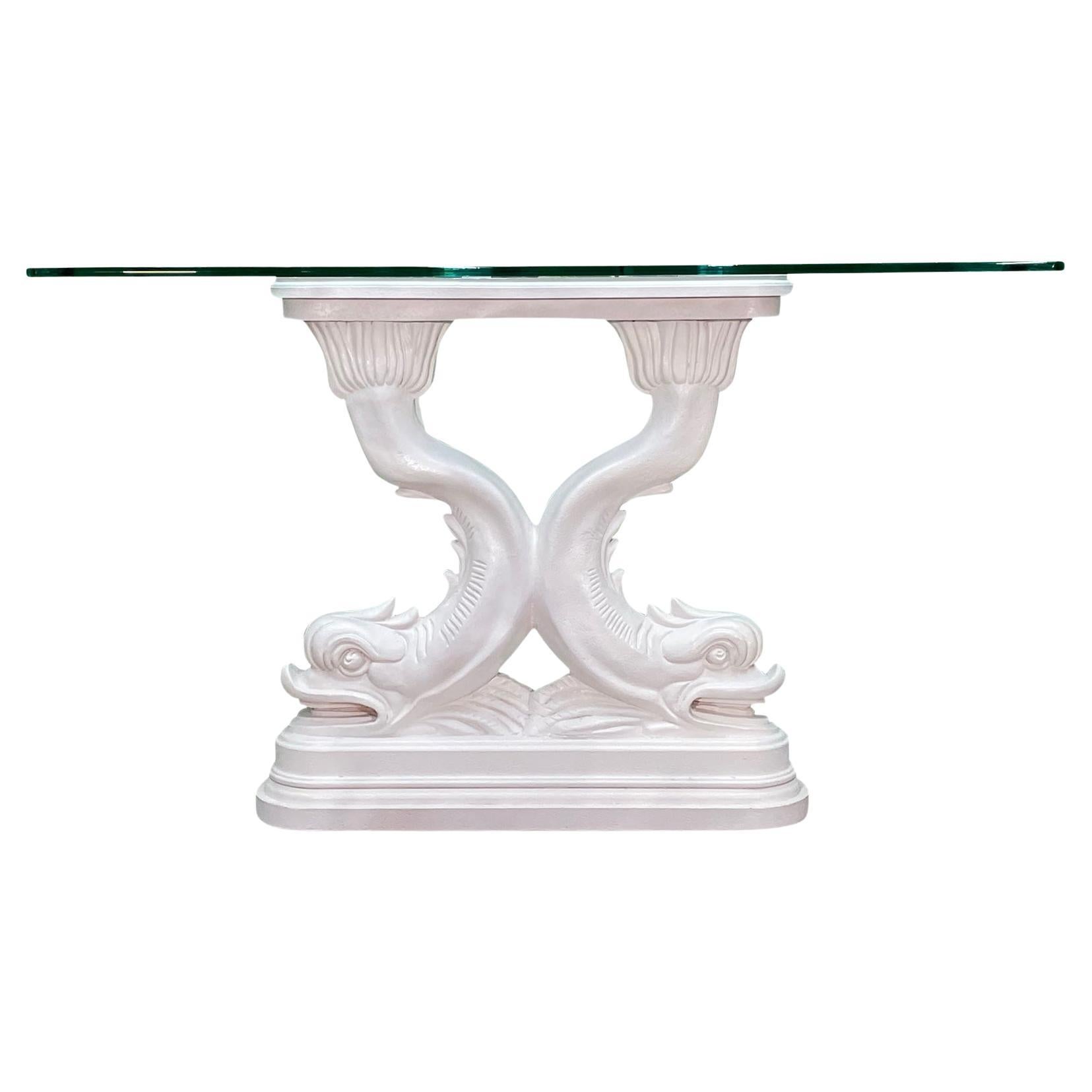 Asian Dolphin Fish Sculptural Console Table For Sale