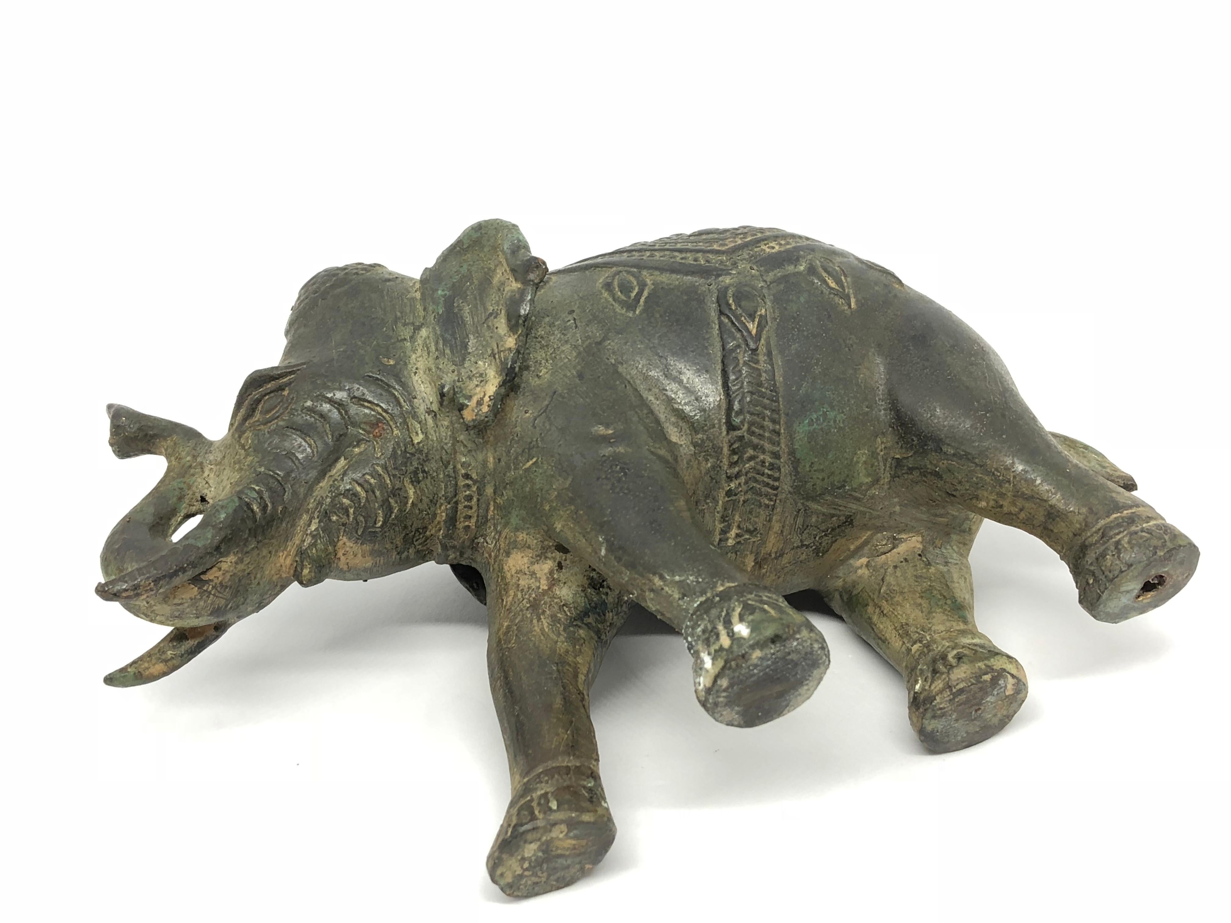 Asian Elephant Bronze Brass Sculpture Statue Vintage, 1950s 1
